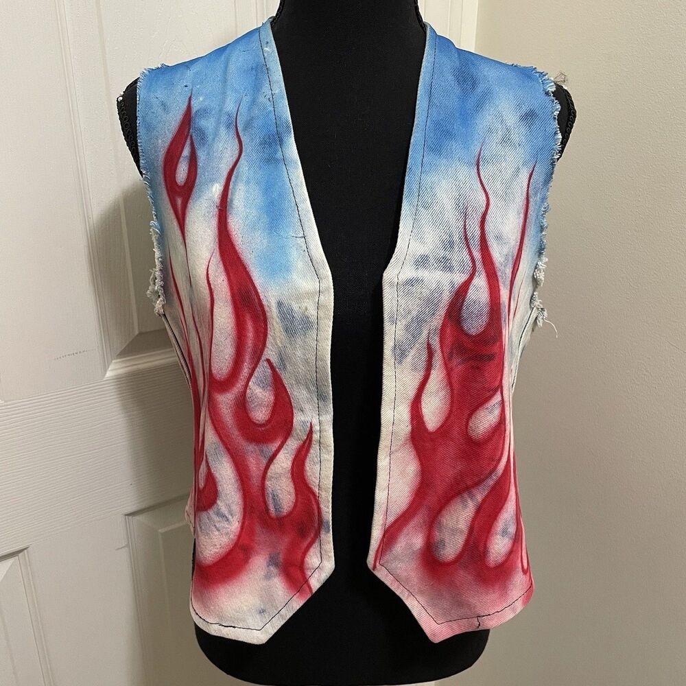 Vintage 80s Guns N Roses Airbrush Booty Short Denim Vest Set J. Neyrot Miami Art - Picture 5 of 14
